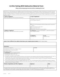 Form HEA5518 In-vitro Testing With Radioactive Material Form - Ohio