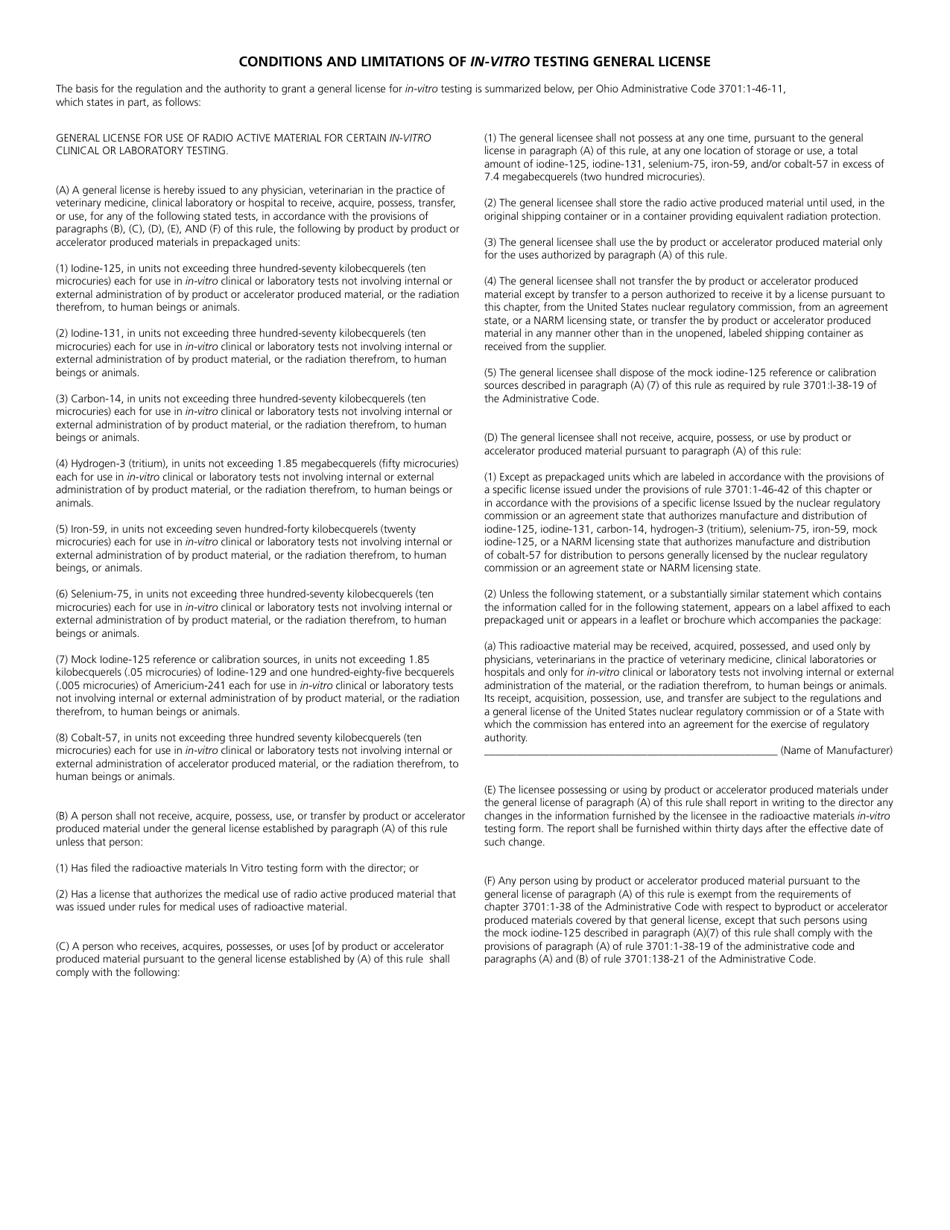 Form HEA5518 In-vitro Testing With Radioactive Material Form - Ohio, Page 2