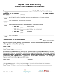 Document preview: Form HEA8019 Authorization to Release Information - Help Me Grow - Ohio