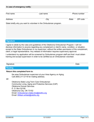 Form 02OM003E &quot;Ombudsman Volunteer Application&quot; - Oklahoma, Page 2