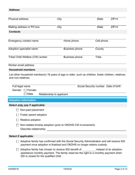 Form 04AN001E (DCFS-54) Adoption Assistance Application - Oklahoma, Page 2