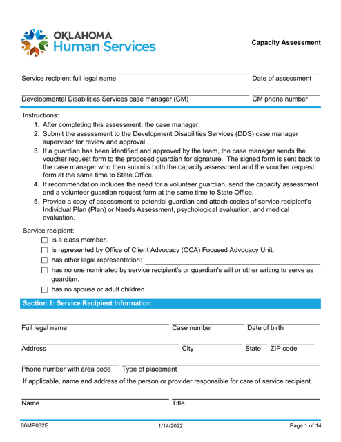 Form 06MP032E Capacity Assessment - Oklahoma