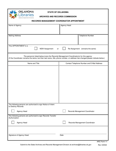 ARC Form 11  Printable Pdf