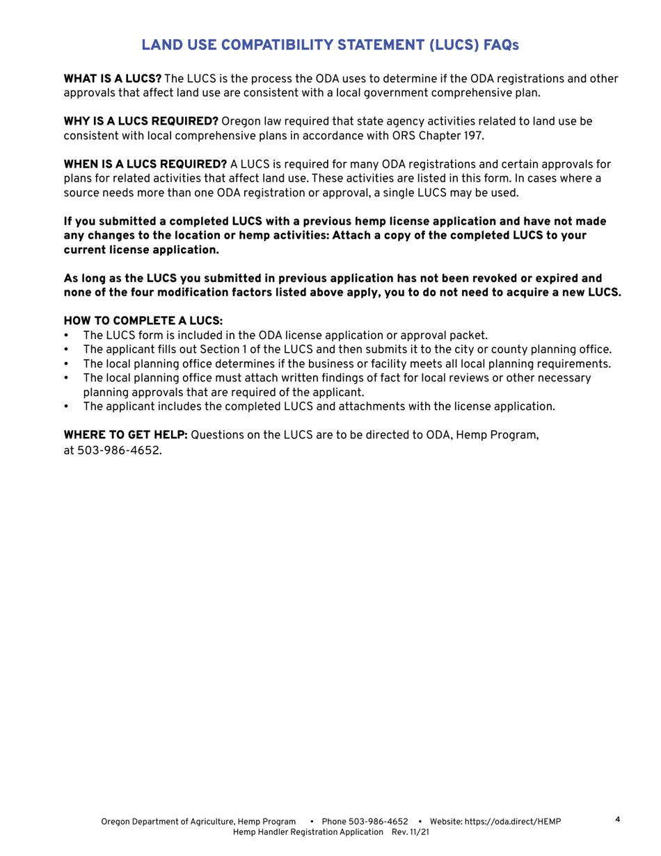 Hemp Handler License Application - Oregon, Page 4