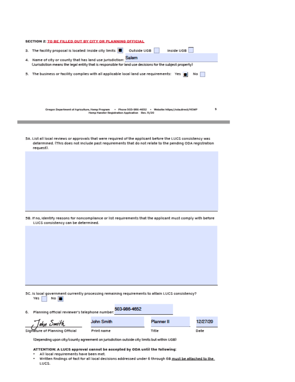 Instructions for Hemp Handler License Application - Oregon, Page 8