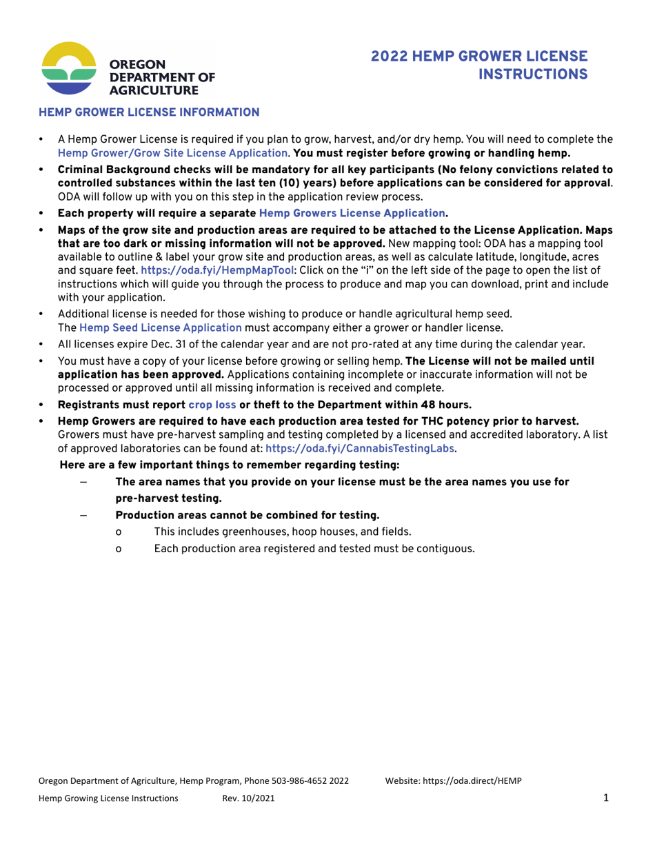 Download Instructions for Hemp Grower/Grow Site License Application PDF