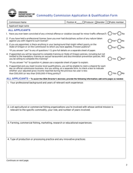Commodity Commissioner Application &amp; Qualification Form - Oregon, Page 2