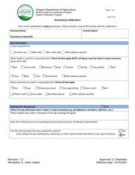 Document preview: Form OCP.F.08 Greenhouse Addendum - Oregon