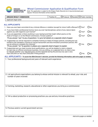 Wheat Commissioner Application &amp; Qualification Form - Oregon, Page 2