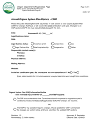 Document preview: Form OCP.F.37 Annual Organic System Plan Update - Crop - Oregon