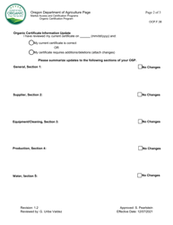 Form OCP.F.38 Annual Organic System Plan (Osp) Update Form- Handler - Oregon, Page 2