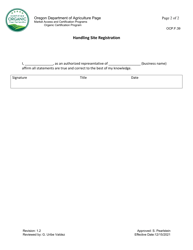 Form OCP.F.39 Handling Site Registration - Oregon, Page 2