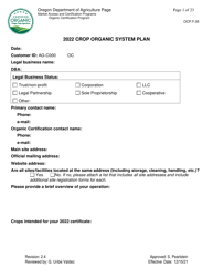 Document preview: Form OCP.F.05 Crop Organic System Plan - Oregon