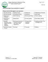 Form OCP.F.06 Handler Organic System Plan - Oregon, Page 2
