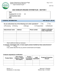 Form OCP.F.06 Handler Organic System Plan - Oregon, Page 3