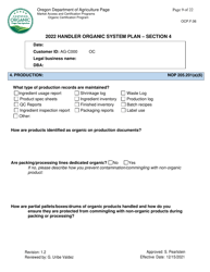 Form OCP.F.06 Handler Organic System Plan - Oregon, Page 9