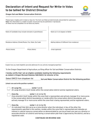Document preview: Swcd Declaration of Intent and Request for Write-In Votes to Be Tallied for District Director - Oregon
