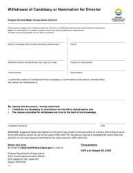 Document preview: Swcd Withdrawal of Candidacy or Nomination for Director - Oregon