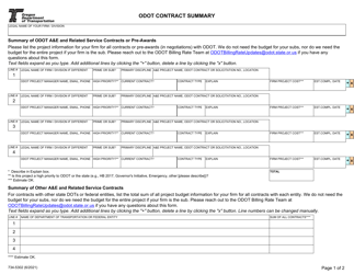 Form 734-5302 Odot Contract Summary - Oregon