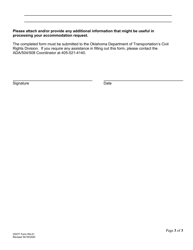 Form RA-01 Reasonable Accommodation Request Form - Oklahoma, Page 3