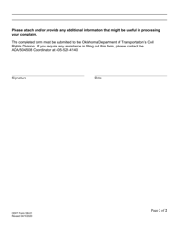 ODOT Form 508-01 Section 508 Complaint Form - Oklahoma, Page 2