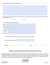 Title VI Complaint Form (Fmcsa) - Oklahoma, Page 2