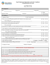 &quot;Equal Employment Opportunity and Labor Compliance Verification/Interview Form&quot; - Oklahoma