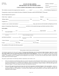 Form M4 &quot;Utility Permit for Federal or State Highways&quot; - Oklahoma