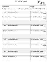 Travel Time Tracking Sheet - Oregon, Page 2