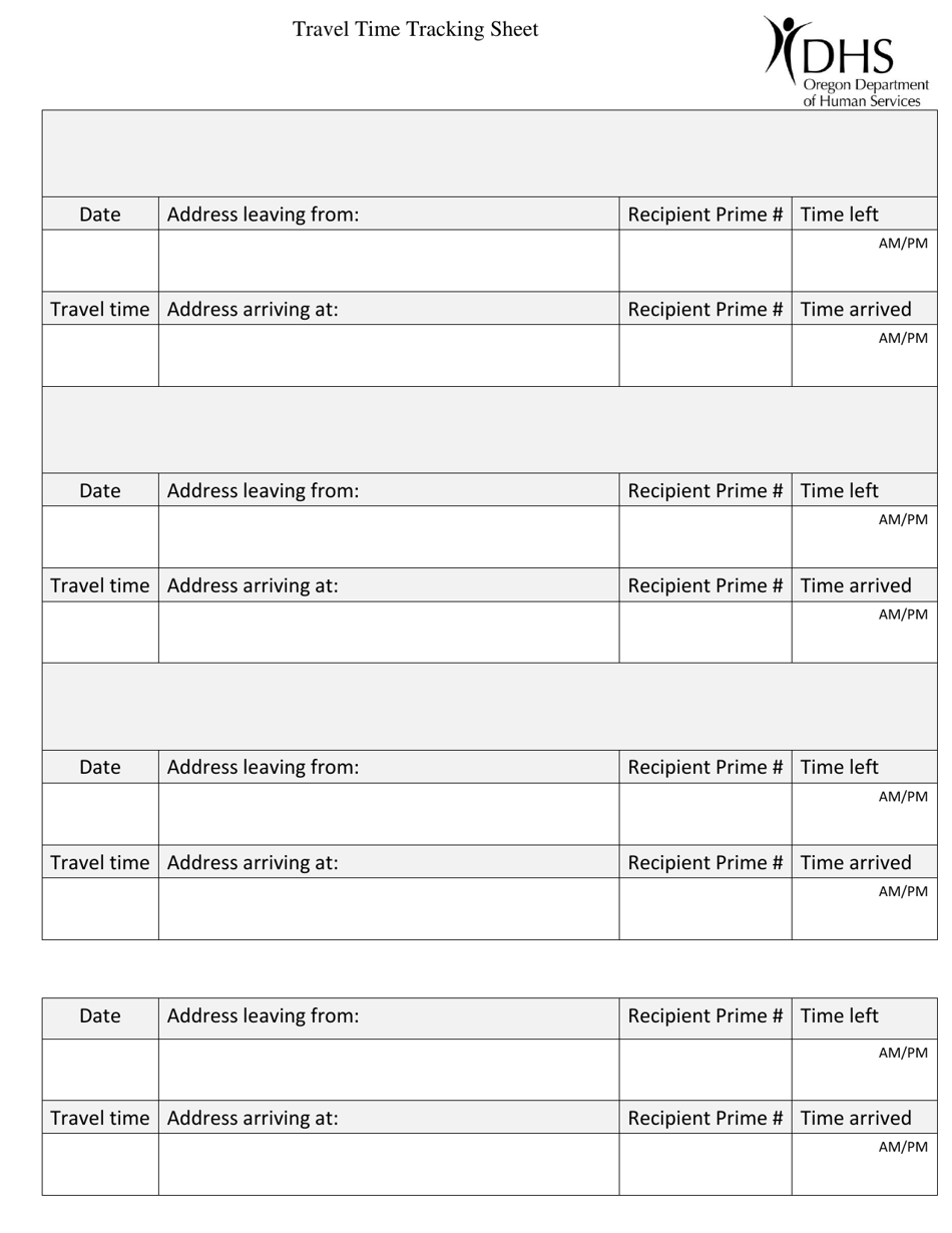 Travel Time Tracking Sheet - Oregon, Page 3