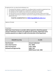 Adult Foster Home Incentive Payment Form - Oregon, Page 2