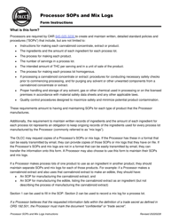 Form MJ22-3230 Processor Sops and Mix Logs - Oregon