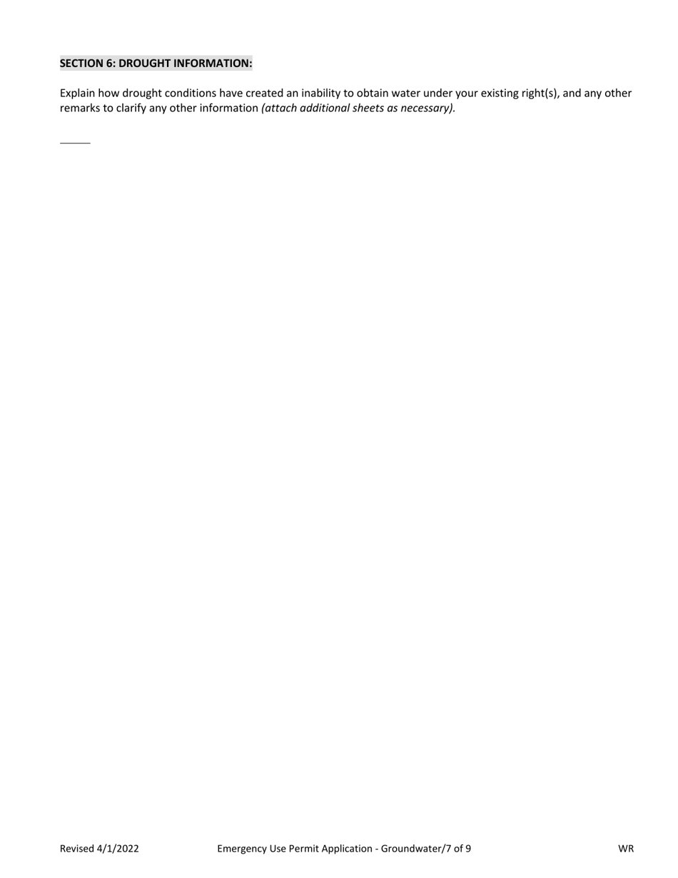 Application for an Emergency Use Permit for Groundwater (Drought) - Oregon, Page 7