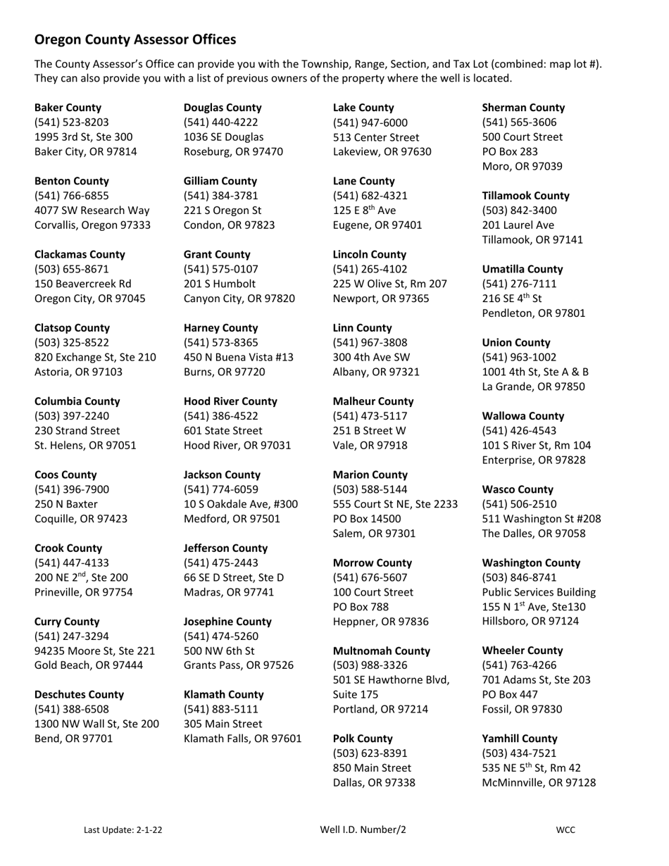 Application for Well Id Number - Oregon, Page 3