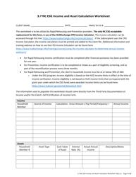 Document preview: 3.7 Nc Esg Income and Asset Calculation Worksheet - North Carolina