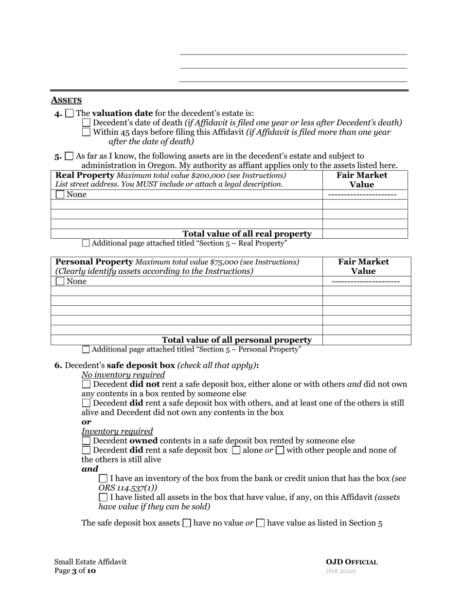 Small Estate Affidavit - Oregon, Page 10