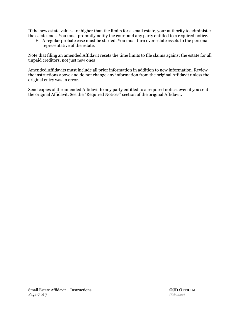 Small Estate Affidavit - Oregon, Page 7