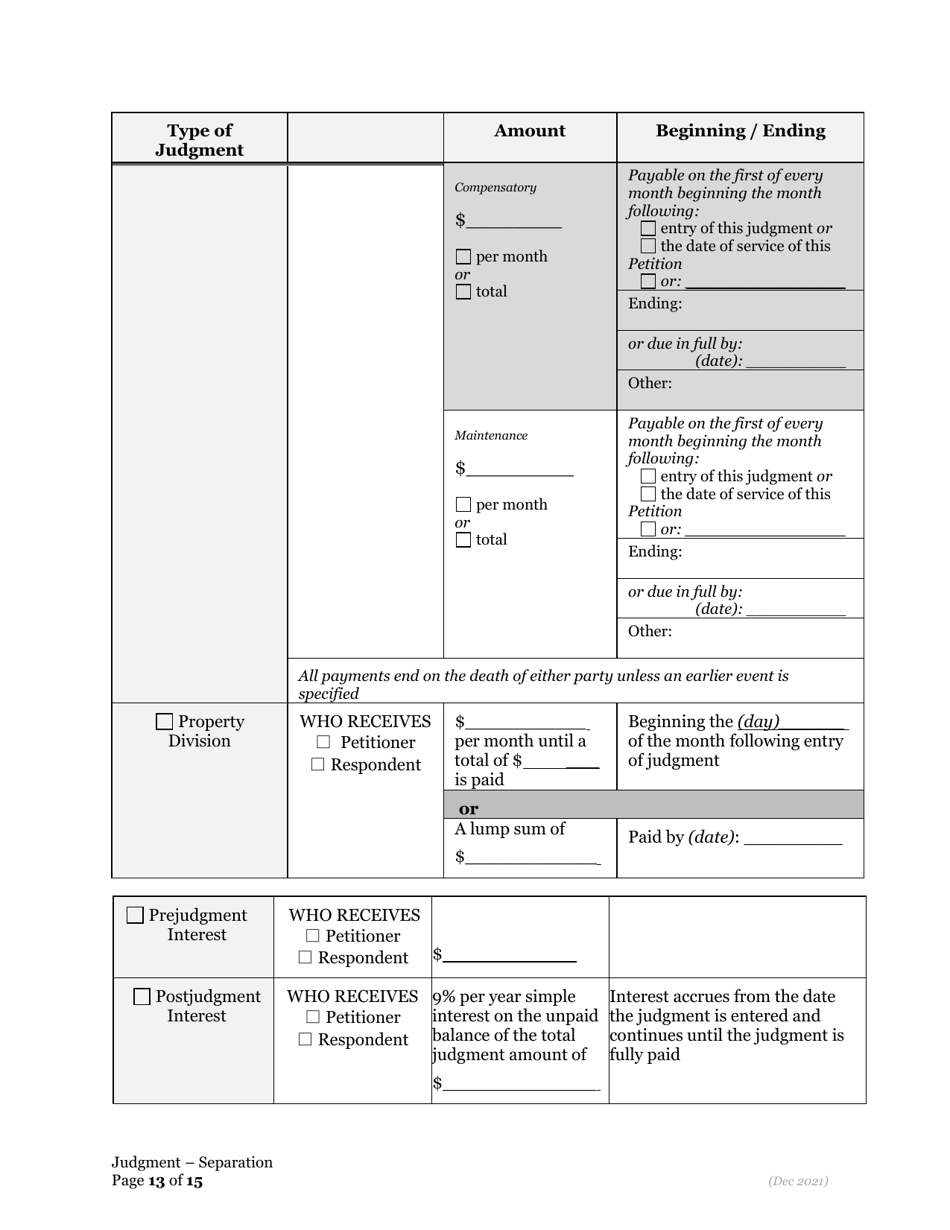 General Judgment of Separation of Marriage / Rdp With Children - Oregon, Page 13