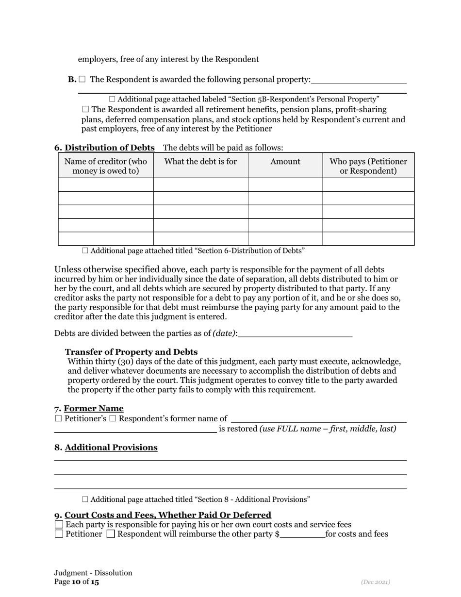 General Judgment of Dissolution of Marriage / Rdp - Oregon, Page 10