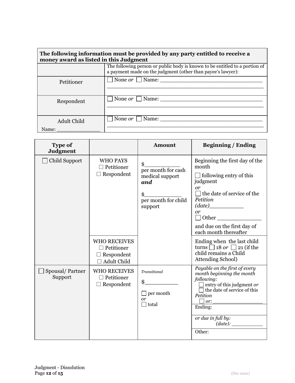 General Judgment of Dissolution of Marriage / Rdp - Oregon, Page 12