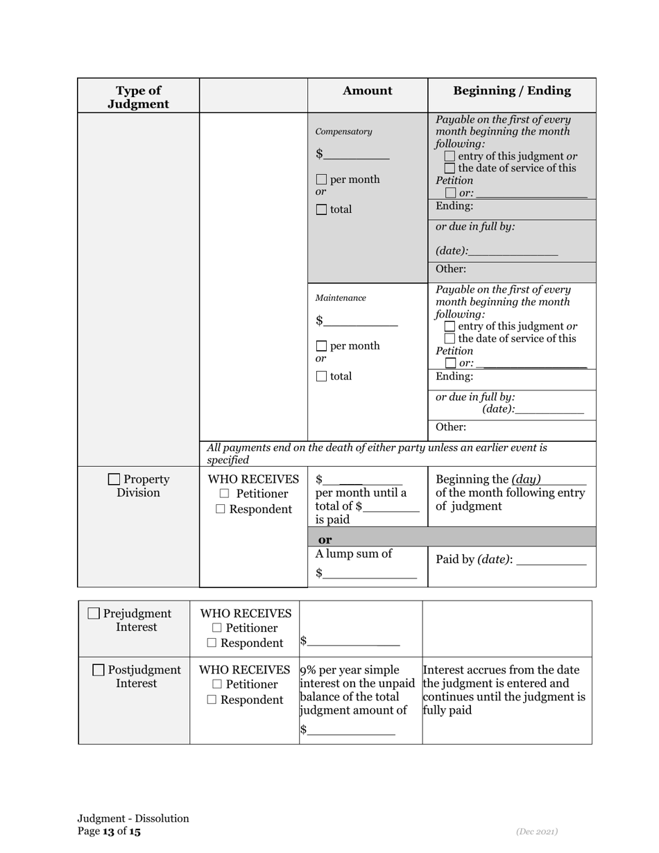 General Judgment of Dissolution of Marriage / Rdp - Oregon, Page 13