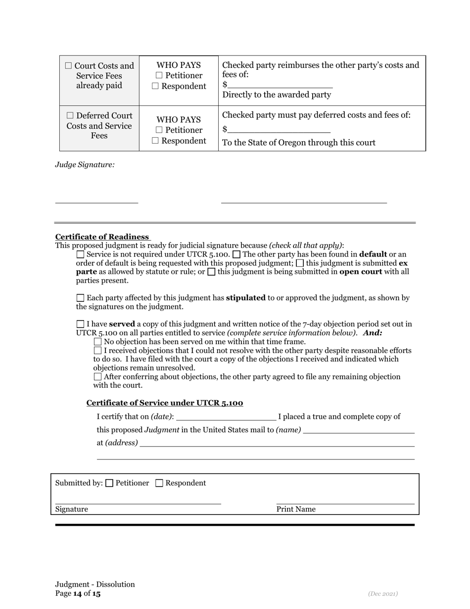 General Judgment of Dissolution of Marriage / Rdp - Oregon, Page 14