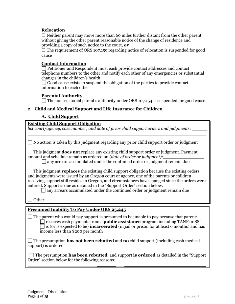 General Judgment of Dissolution of Marriage / Rdp - Oregon, Page 4
