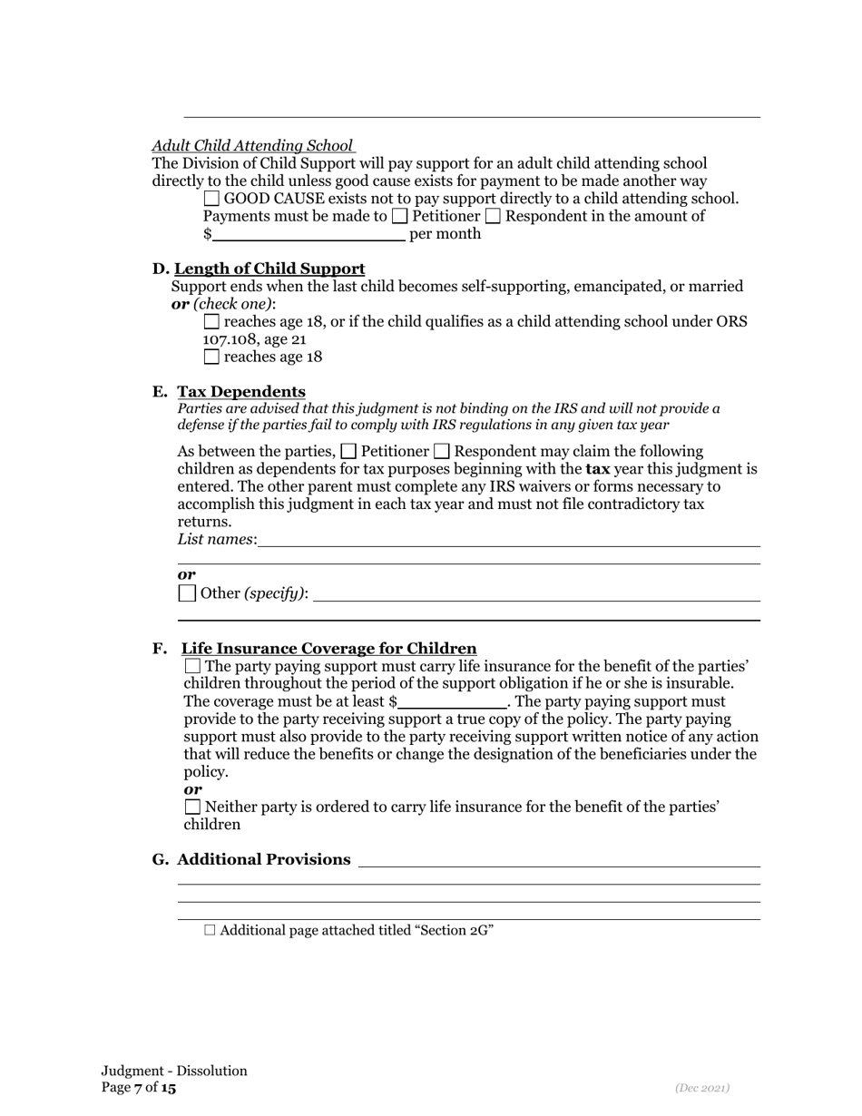 General Judgment of Dissolution of Marriage / Rdp - Oregon, Page 7