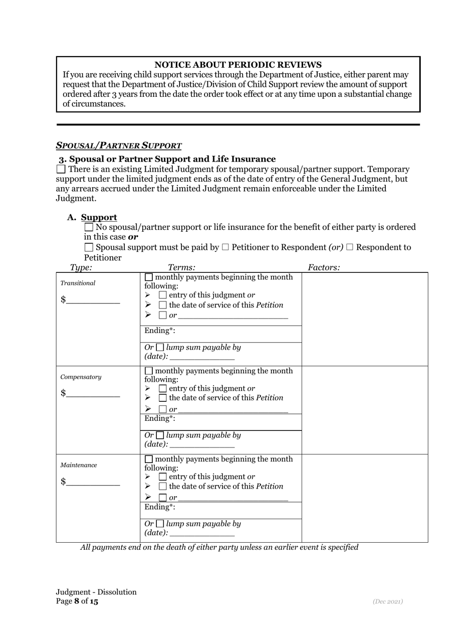 General Judgment of Dissolution of Marriage / Rdp - Oregon, Page 8