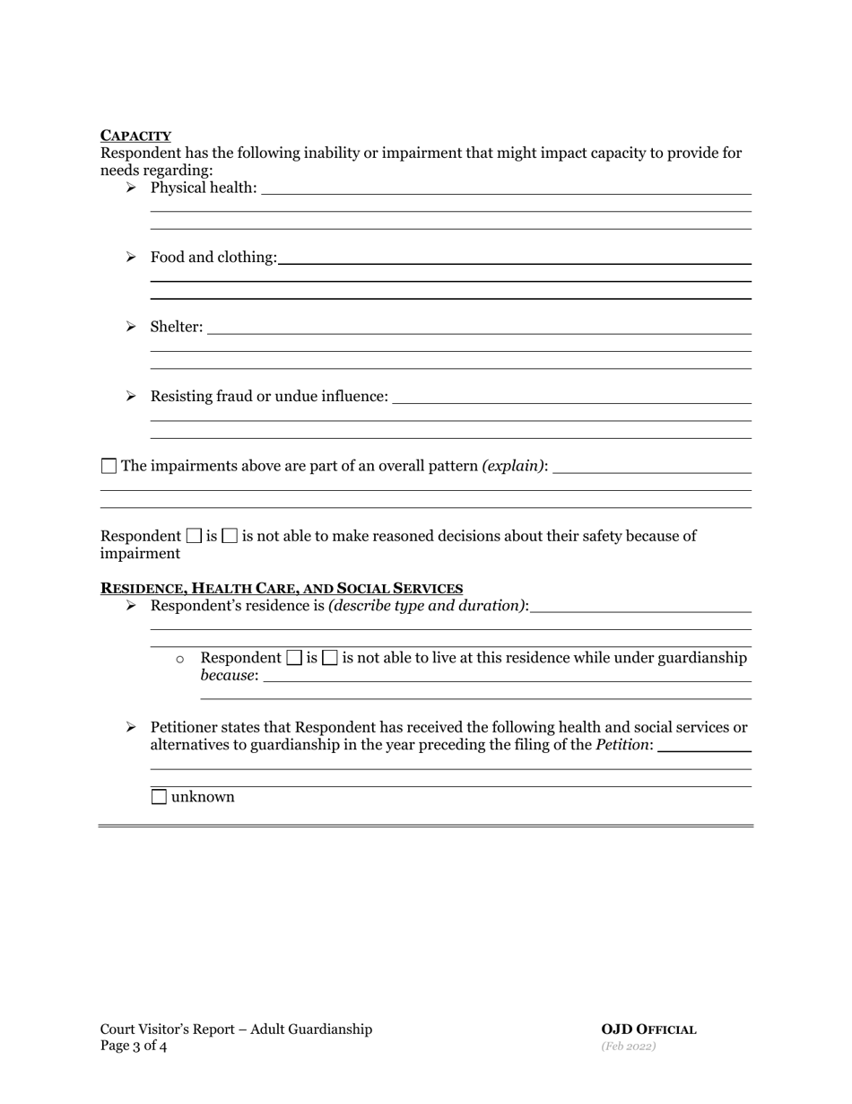 Court Visitors Report - Adult Guardianship - Oregon, Page 3