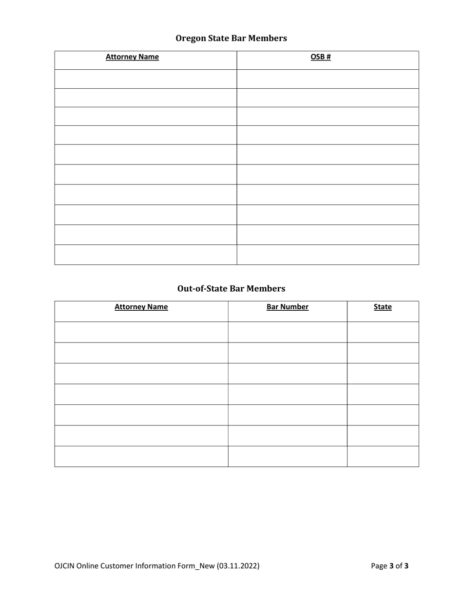 Ojcin Online Customer Information - Oregon, Page 3