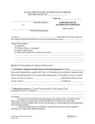 Document preview: Certificate of Alternative Service - Oregon