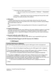 General Judgment of Custody and Parenting Time and Child Support - Oregon, Page 3