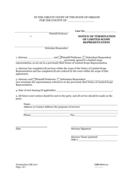 Document preview: Notice of Termination of Limited Scope Representation - Oregon